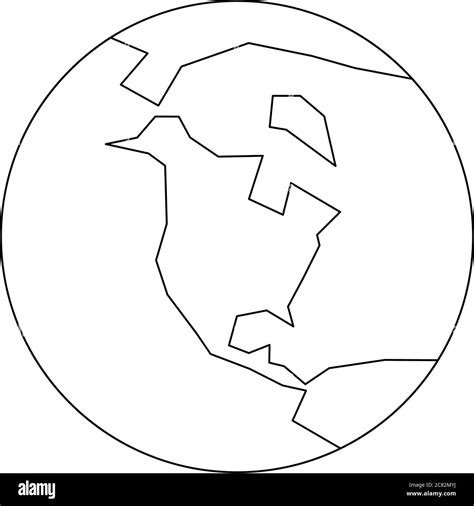 Simplified Outline Earth Globe With Map Of World Focused On North