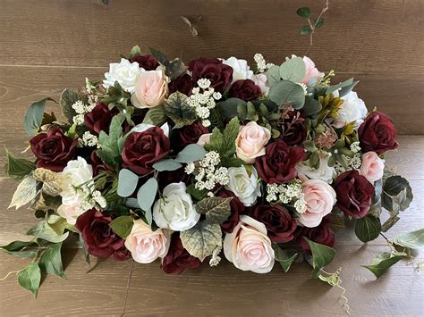 Wedding Centerpiece Burgundy Blush Sweetheart Table Flowers Etsy In