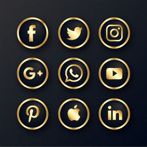 Free Download Luxury Golden Social Media Icons Pack In 2020 Social