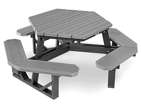 Hex Recycled Plastic Picnic Table 46 Gray H 2560gr Uline
