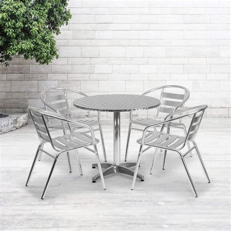 Flash Furniture 315 Round Aluminum Indoor Outdoor Table Set With 4