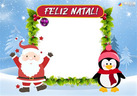 Papai Noel E Pinguinho Feliz Natal Moldura Png Imagem Legal