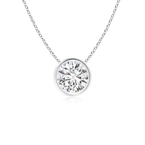 Solitaire Bezel Set Diamond Necklace Pendant Angara