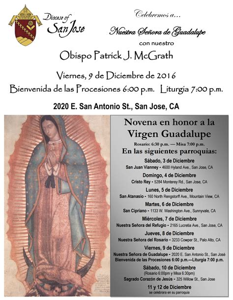 Novena En Honor A La Virgen Guadalupe Diocese Of San Jose Diocese
