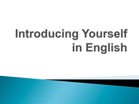Introducing Yourself In English