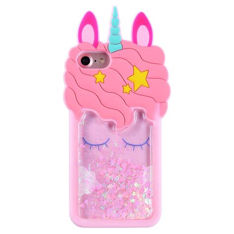 An Iphone Case With A Pink Unicorn Face And Stars On It In The Shape Of A