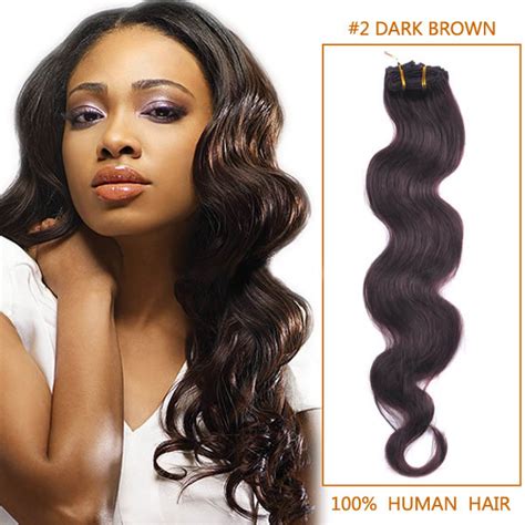 18 Inch 2 Dark Brown Body Wave Indian Remy Hair Wefts