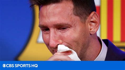 Lionel Messi Crying In An Emotional Goodbye To Barcelona Youtube
