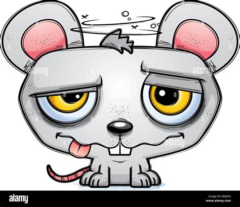 A Cartoon Illustration Of A Mouse Looking Intoxicated Stock Vector