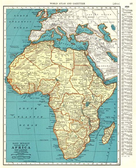 1936 Antique Map Of Africa Vintage Africa Map Gallery Wall Art Etsy
