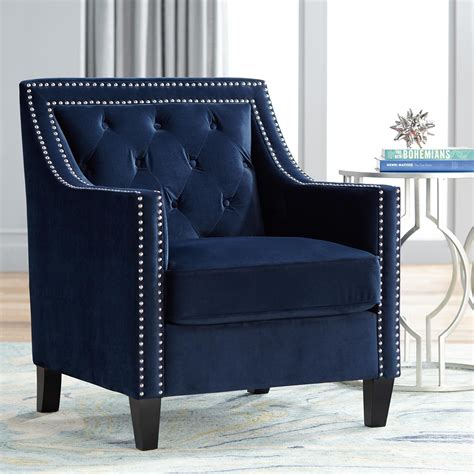 Make your home come alive w/ our selection of rugs & decor for less. Tiffany Navy Blue Tufted Armchair in 2020 | Blue accent ...