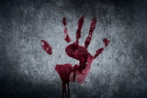 Bloody Handprint With Splatter Stock Image Image Of Bleed Splatter