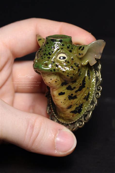 Green Kappa Ooak Clay Creature Mythology Creep Grumpy Frog Etsy