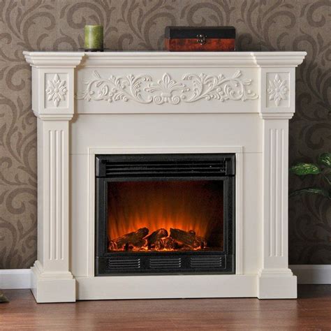 This tv stand ith electric fireplace included has a golden glow of rich whiskey color. Southern Enterprises Calvert Ivory Electric Fireplace ...