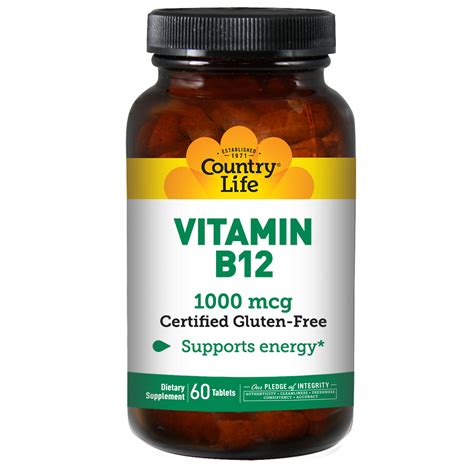 Country Life Vitamin B12 Time Release 1000 Mcg 60 Tablets Holly Hill