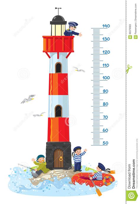 25 story to meters = 82.5 meters. Meter Wall Or Height Chart With Lighthouse Stock Vector ...