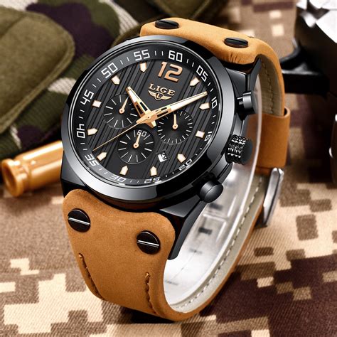 Lige New Mens Watches Top Brand Luxury Chronograph Men Watch Leather Luxury Waterproof Sport