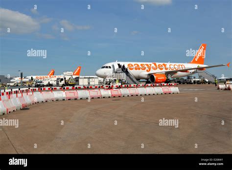 Budget Airliner Easyjet Planes On The Ground At Bristol Airport Uk