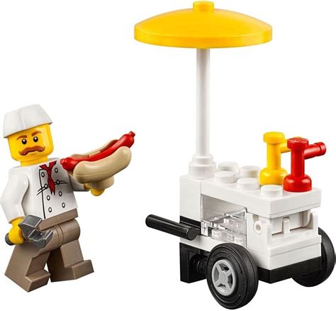 Lego City Minifigure Hot Dog Vendor W Hot Dog Cart 60134