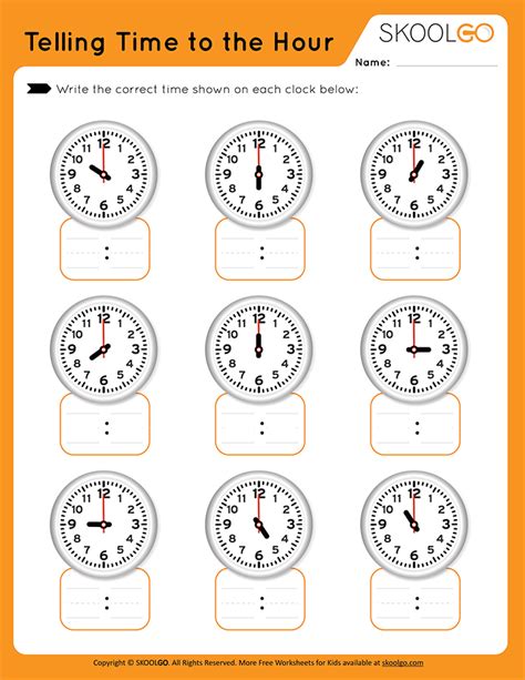 Telling Time To The Hour Worksheet By