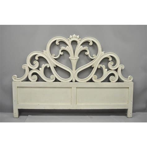 Vintage French Provincial Rococo Shabby Chic Carved Wood King Size