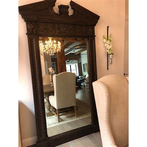 I've got a much more affordable copycat for you. Restoration Hardware Entablature Mirror | Chairish