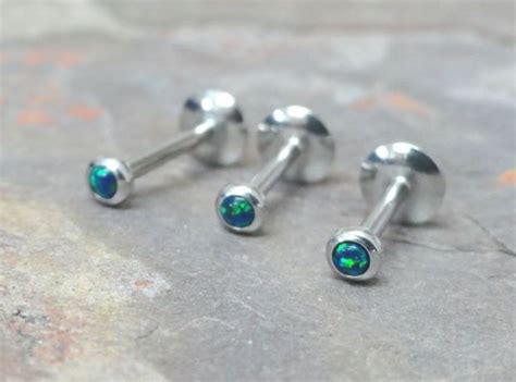 Sapphire Blue Green Fire Opal Stud Cartilage Earring Monroe Tragus