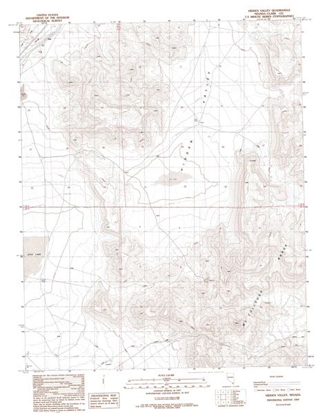 Hidden Valley Topographic Map 124000 Scale Nevada