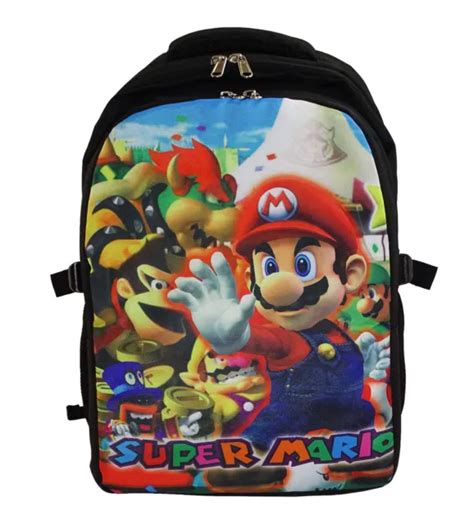 16and Super Mario Brothers Bowser Luigi Wario Backpack School Book Bag
