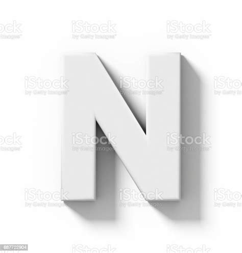 Letter N 3d White Isolated On White With Shadow Orthogonal Projection