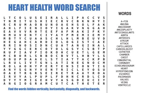 Heart Health Word Search For 9221 The Drummer And The Wright County