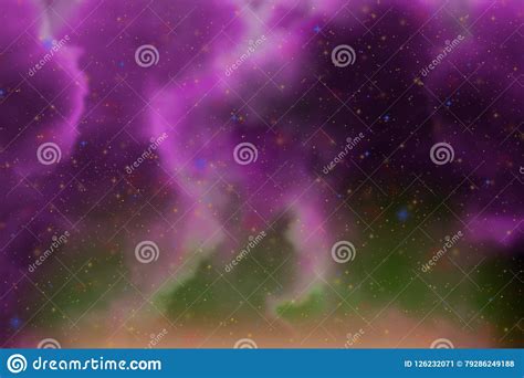 Abstract Dynamic Fantasy Pink Space And Stars Colorful Background With