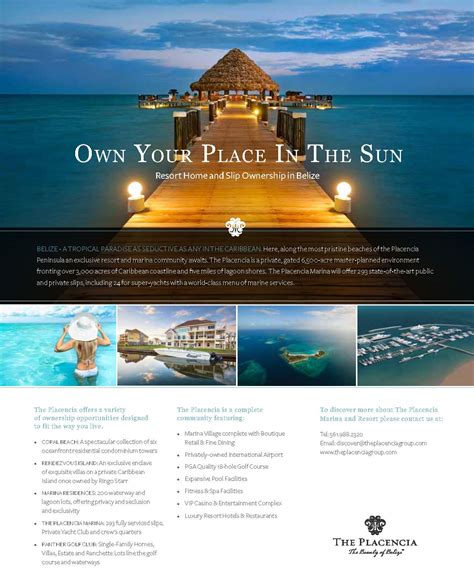 The Placencia Resort And Residences Modern Brochures Hotel Brochure