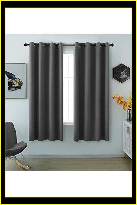 Grey Blackout Curtains 63 Inch Length For Bedroom 2 Panels Grommet
