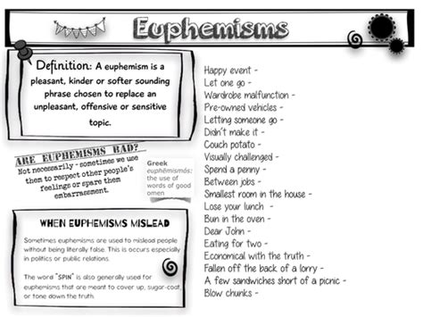 Euphemisms Worksheet Teaching Resources