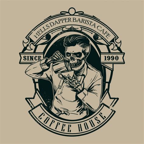 Maybe you would like to learn more about one of these? Hipster skull barista | Premium Vector