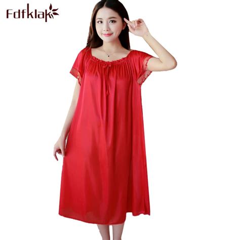 Fdfklak Casual Loose Clothes For Pregnant Women Short Sleeve Summer Nightgowns Female Silk Lace