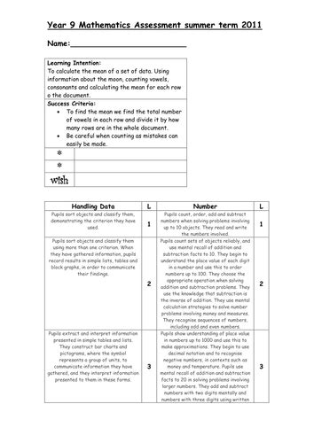 Assessment For Learning Peer Marking Grid Teaching Resources