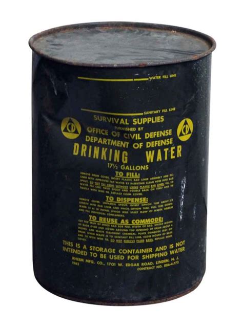 Metal Civil Defense Drinking Water Barrel Olde Good Things