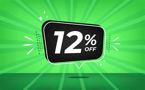 12 Percent Off Green Banner With Twelve Percent Discount On A Black