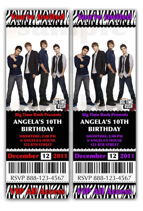 Big Time Rush Invitation Birthday Party By Jaypeacreations On Etsy 12