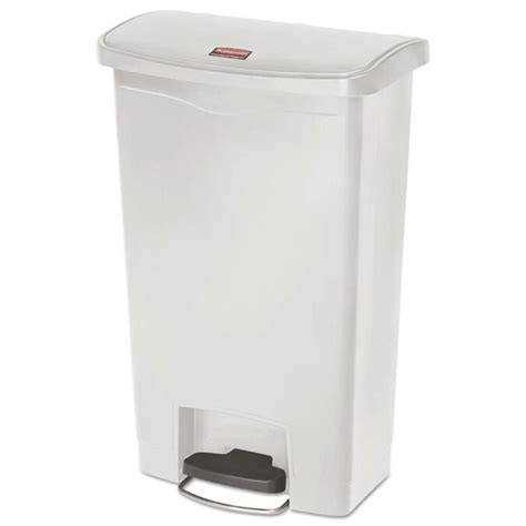 rubbermaid commercial products 13 gallon white plastic touchless trash can with lid in the trash