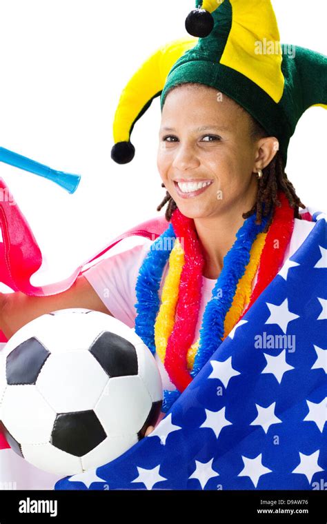 Female African American Soccer Fan Stock Photo Alamy