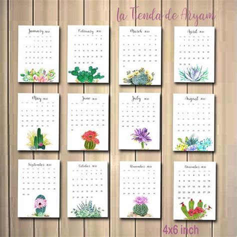 Free 2021 calendars that you can download, customize, and print. Printable 2021 calendar cactus cactus in pots desk ...