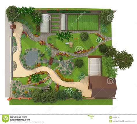 Entwerfen Sie Einen Gartenplan Stock Abbildung ...