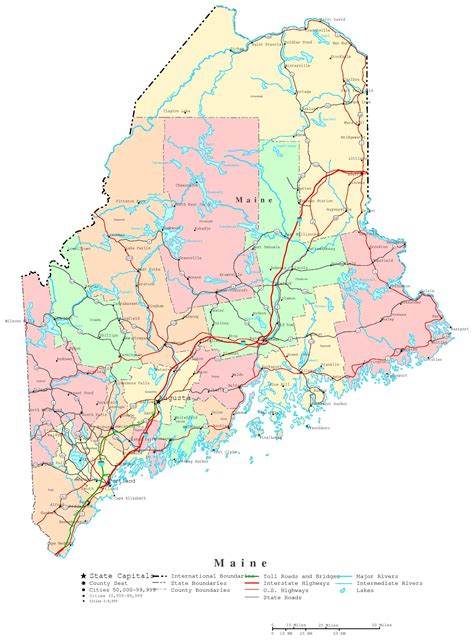 Maine Printable Map