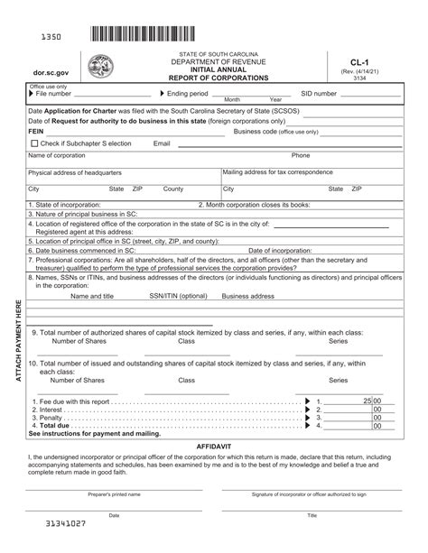 Form Cl 1 Download Printable Pdf Or Fill Online Initial Annual Report