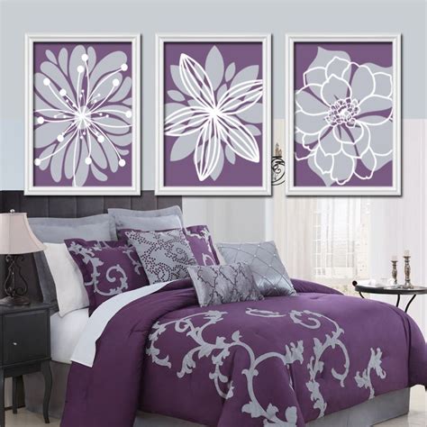 Wall Art Canvas Artwork Purple Lavender Gray Flower By
