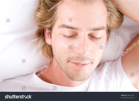 Handsome Man Sleeping His Bed Stock Photo 59075920 Shutterstock