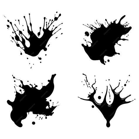 Premium Vector Ink Splatter And Drops With Blotter Spots Liquid Paint